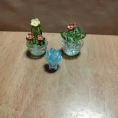 ミニチュア サボテン ガラス細工 3点セット