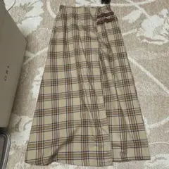ベルト付きチェック柄ロングスカート風ワイドパンツ