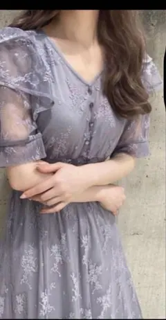 GRL（グレイル）　花柄レースダブルフリルフレアワンピース[tg609]