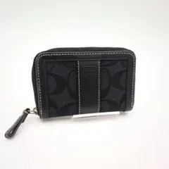 【美品】COACH コーチ　ブラック コインケース　小銭入れ　黒　シグネチャー