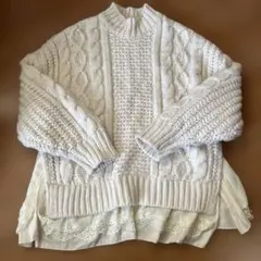 未使用　ZARAホワイト ケーブル編み ニットセーター