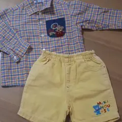 ミキハウス 90センチ　長袖シャツ　ハーフパンツ