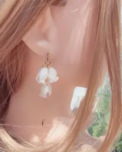 花びら　ロングチェーンピアス　ステンレス　金属アレルギー対応　結婚式　お呼ばれ