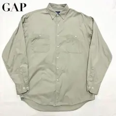 80s オールドギャップ GAP 香港製 ワークシャツ M サファリシャツ