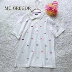 マックレガー【L】 刺繍ポロシャツ　ロゴボタン　カジュアル　白