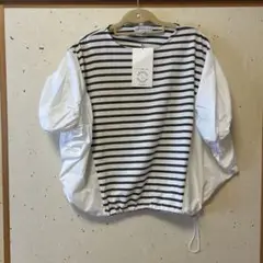 グレーストライプ カットソーM