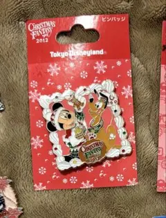 2012年ディズニーランド　ピンバッジ　クリスマス　ミッキー　プルート