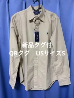 新品 QRタグ　ラルフローレン オックスフォードシャツ ベージュ USサイズ
