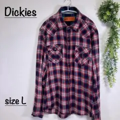 Dickies ディッキーズ チェック オンブレ 長袖シャツ ネルシャツ L 赤