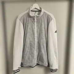adidas ホワイト ジップアップ ナイロンジャケット M