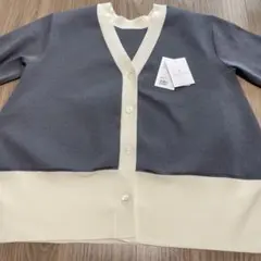 ユナイテッドアローズ　カーディガン　配色カーディガン　グレー