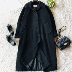 希少42✨美品 マックスマーラ ベルテッドコート カシミヤ 女優襟