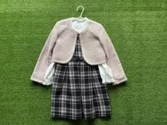 フォーマルドレスセット ピンクと黒チェック　120cm