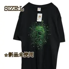 ☆新品未使用　Tシャツ　黒　スカル　スパーク　グリーン　ビッグプリント　L