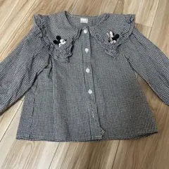 ｛美品｝petit main ギンガムチェック長袖シャツ ディズニー120