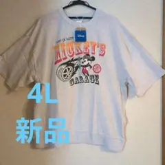4L　ディズニー　ミッキーグレー　Ｔシャツ 　新品　大きいサイズ　綿100%