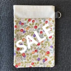 ラミネート　ポケットペンケース　スリム　さくらんぼ柄