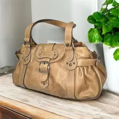 LONGCHAMP ロンシャン レザー ハンドバッグ 希少 ベージュ 人気モデル 