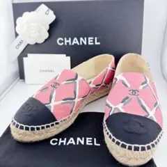 CHANEL エスパドリーユ ピンク メッシュ - メルカリ