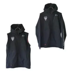 【美品】オークリー　2WAY　ジャンパー　ブルゾン　ブラック　L　刺繍