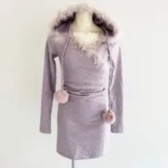 新品未使用 パーカーワンピース ポンポン付き ラベンダー クリスマス