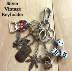 カラビナ ヴィンテージ フック シルバー キーホルダー　キーリング ストリート