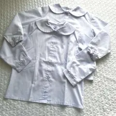 訳あり　丸襟長袖ブラウス　園服白ブラウス　2枚セット　M 110cm