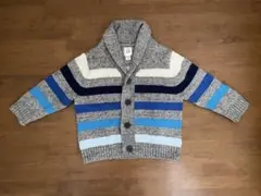【美品】babyGAP ショールカラー ニットカーディガン 80 マルチボーダー