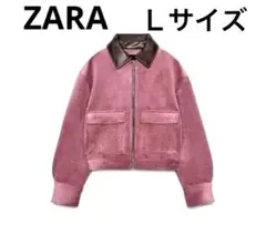 ZARA 2026 コーデュロイ フェイクレザー襟ジャケット