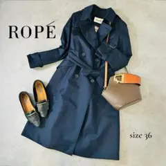 【上品クラシック/ネイビー】ROPE チェック裏地トレンチコート 36 S相当