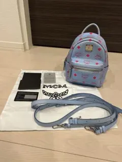 MCM ミニリュック ライトブルー ダイヤモンドパターン
