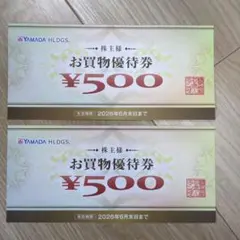ヤマダ電機 1000円 YAMADA HLDGS. お買物優待券 ¥500×2