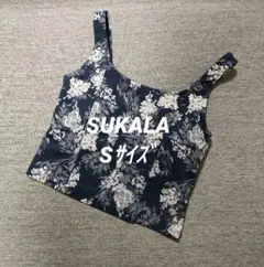 ⑱SUKALA スカーラ LAVA 花柄 ショートタンク S ネイビー