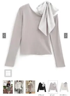 ワンショルダーリボンニットトップス[u1405]　グレイル　GRL ピンク