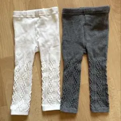 ユニクロ　ベビー　レギンス　白　グレー　2本セット　90