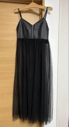 しまむら　フェイクレザーチュールワンピース