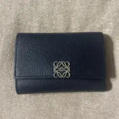ロエベ 財布 希少 ネイビー 限定色 アナグラム LOEWE ウォレット