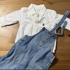GAP　ホワイト　シャツ➕オーバーオール60 3-6m