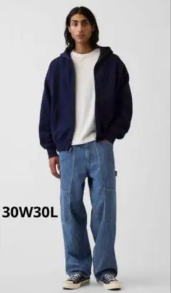 GAP スーパーバギー カーペンターデニム ストライプW29L30 - メルカリ