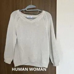 HUMAN WOMAN アイボリー Vネックトップス