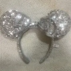 スタッズ付き シルバー スパンコール ミニー耳カチューシャ