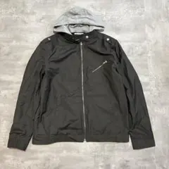 フード取り外し可能◎ ブルゾンジャケット 黒に近いダークグレー LLサイズ