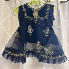 ネイビー刺繍フォーマルドレス　女の子　ドレス　パーティー　ワンピース