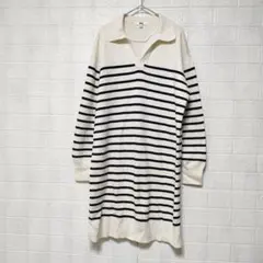 UNIQLO ユニクロ (L)　スムースコットン ボーダー ニットワンピース