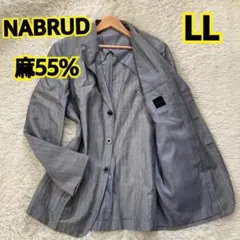 NABRUD テーラードジャケット グレー ストライプ 麻混 LLのサムネイル