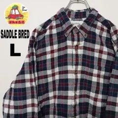 USA古着 SADDLEBRED ネルシャツ　L ワインレッド　ネイビー