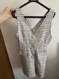 チェック柄ノースリーブミニワンピース