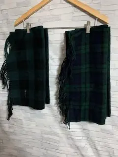 メンズマフラー　2点　グリーンチェック