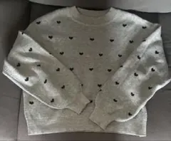 ハート柄 グレー ニットセーター Lサイズ