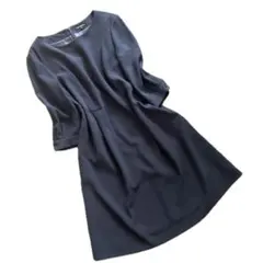 23区　フォーマル ワンピース 40 ネイビー セレモニー 七分袖　ひざ丈　紺色